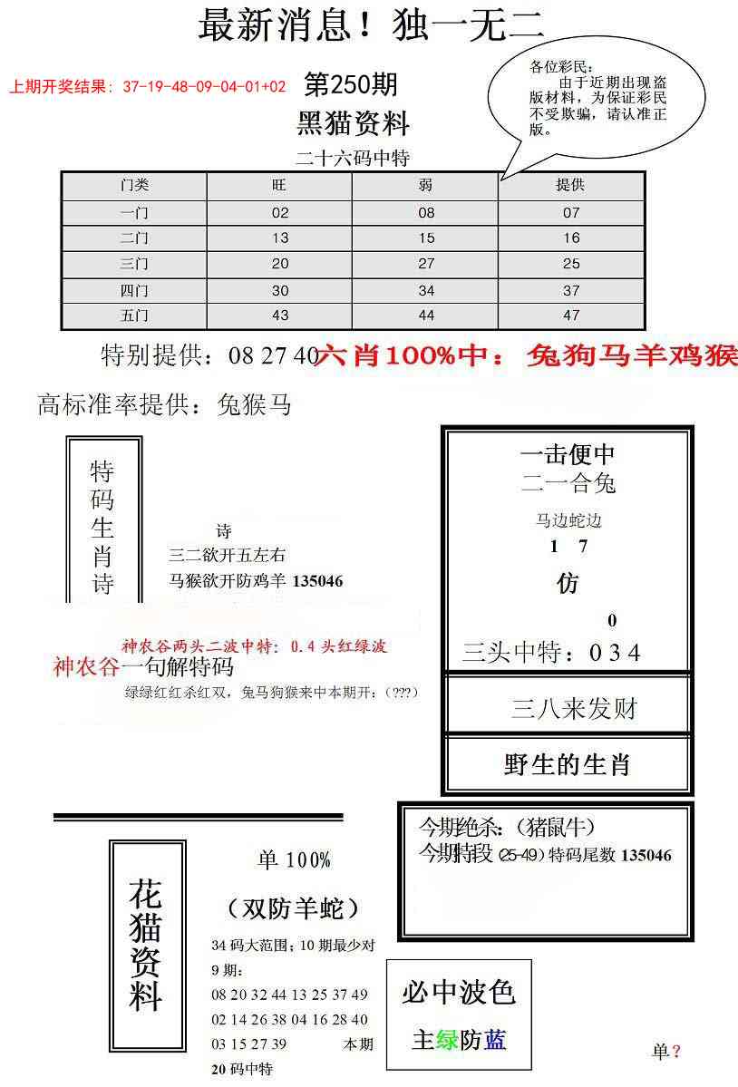 250期独一无二(正)[图]