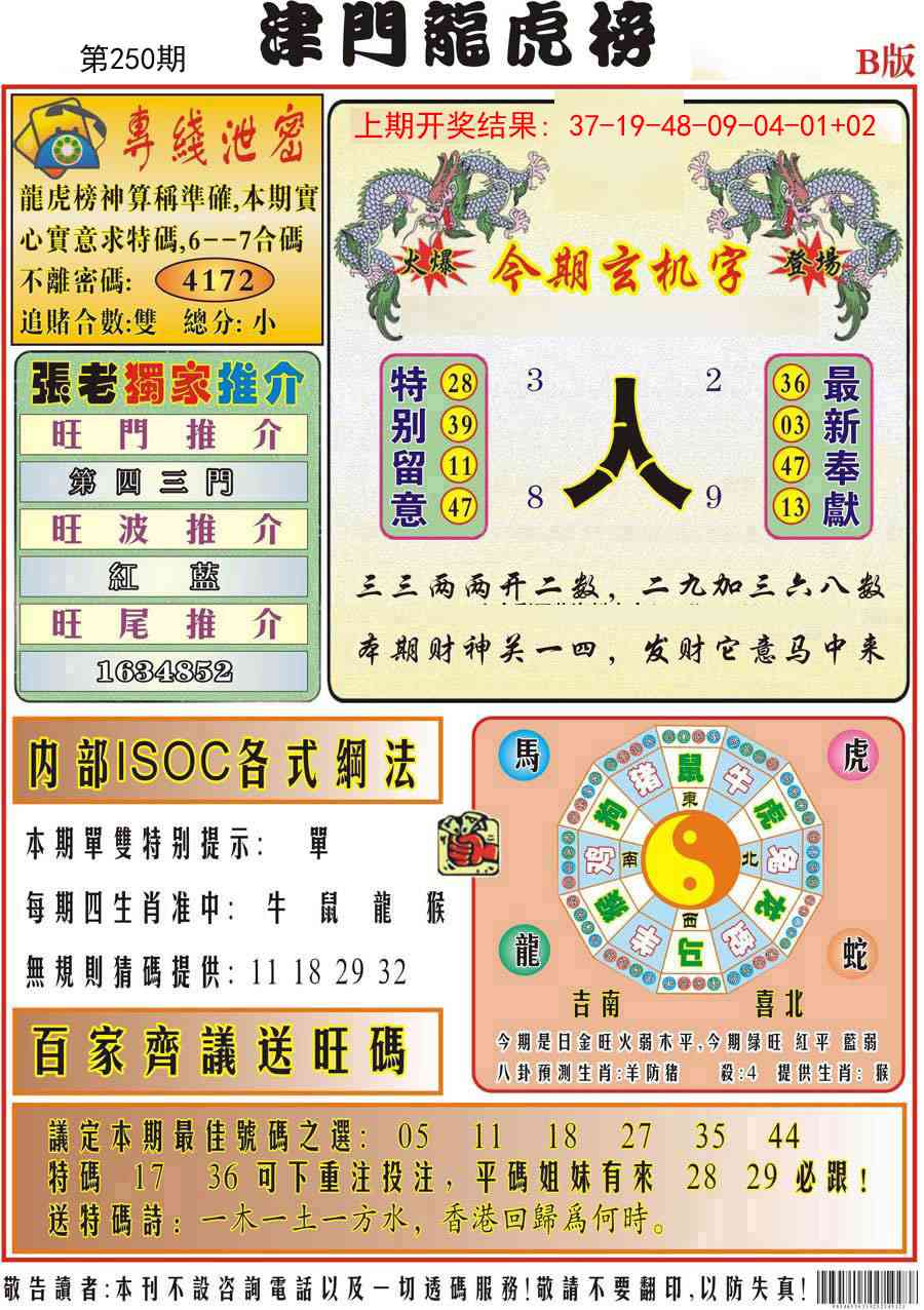250期津门龙虎榜B[图]