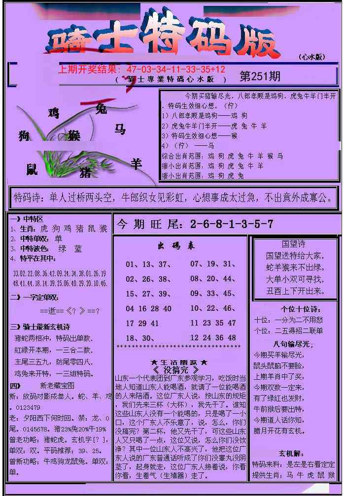 251期骑士特码版[图]