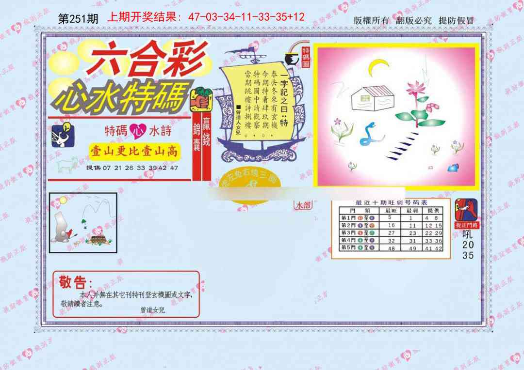 251期心水特码[图]