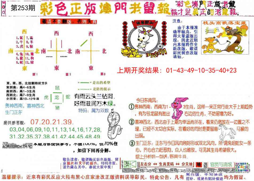 253期彩色正版澳门老鼠报[图]