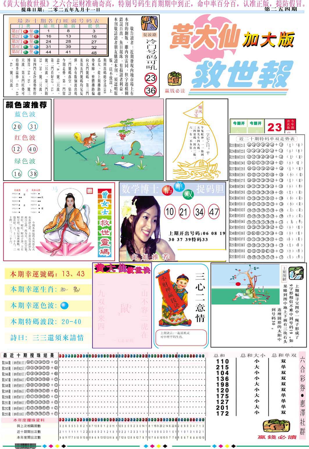 254期黄大仙救世A加大版[图]