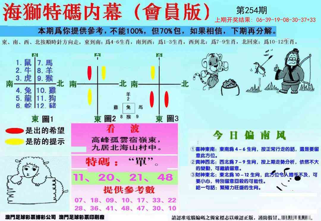254期另版海狮特码内幕报[图]