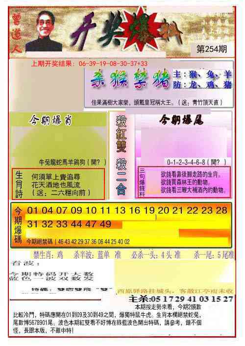 254期开奖爆料(新图推荐)[图]