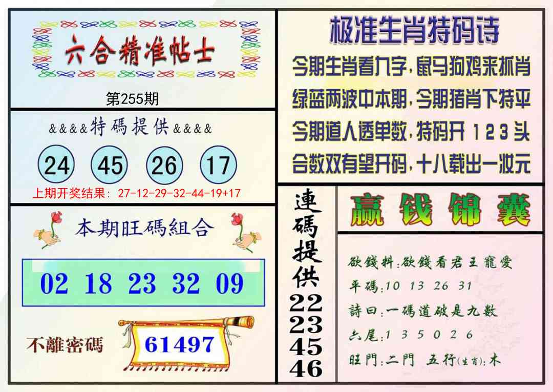 255期精准贴士[图]