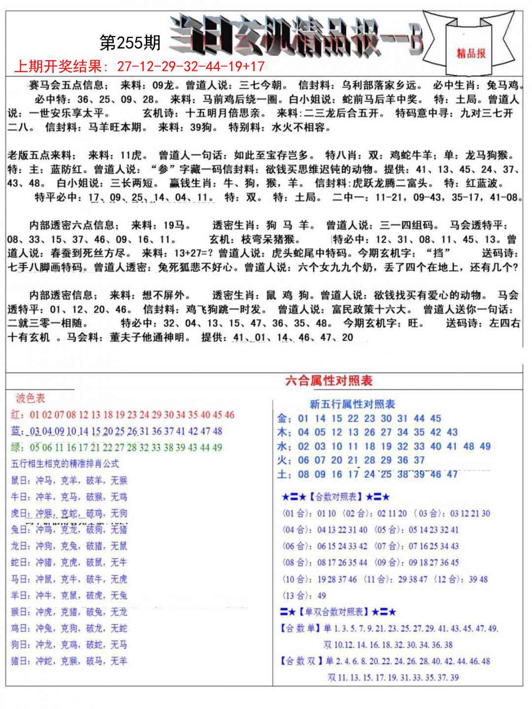 255期当日玄机精品报B[图]