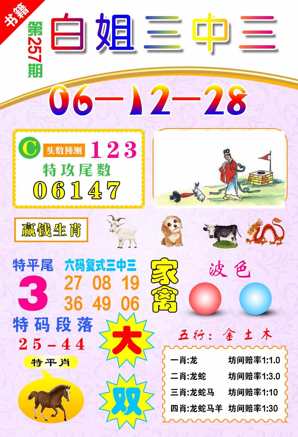 257期澳门白姐锦囊[图]