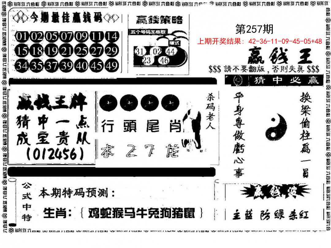 257期赢钱料[图]