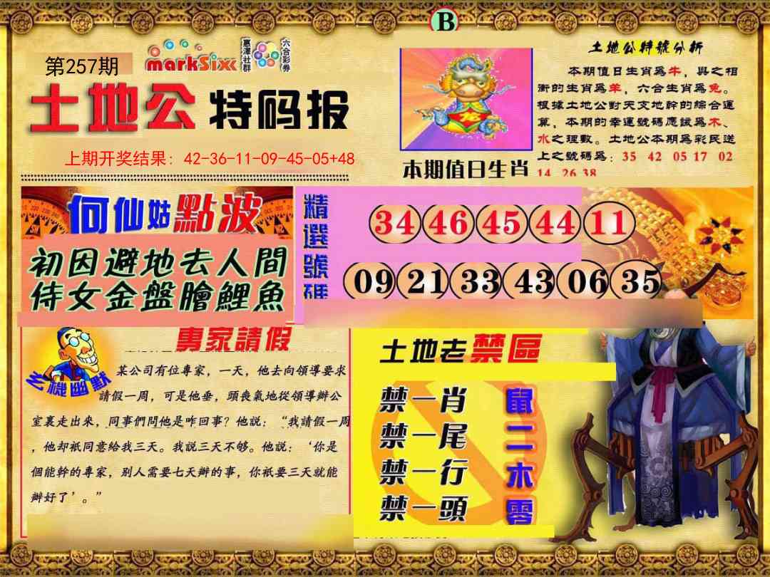 257期土地公特码报B[图]