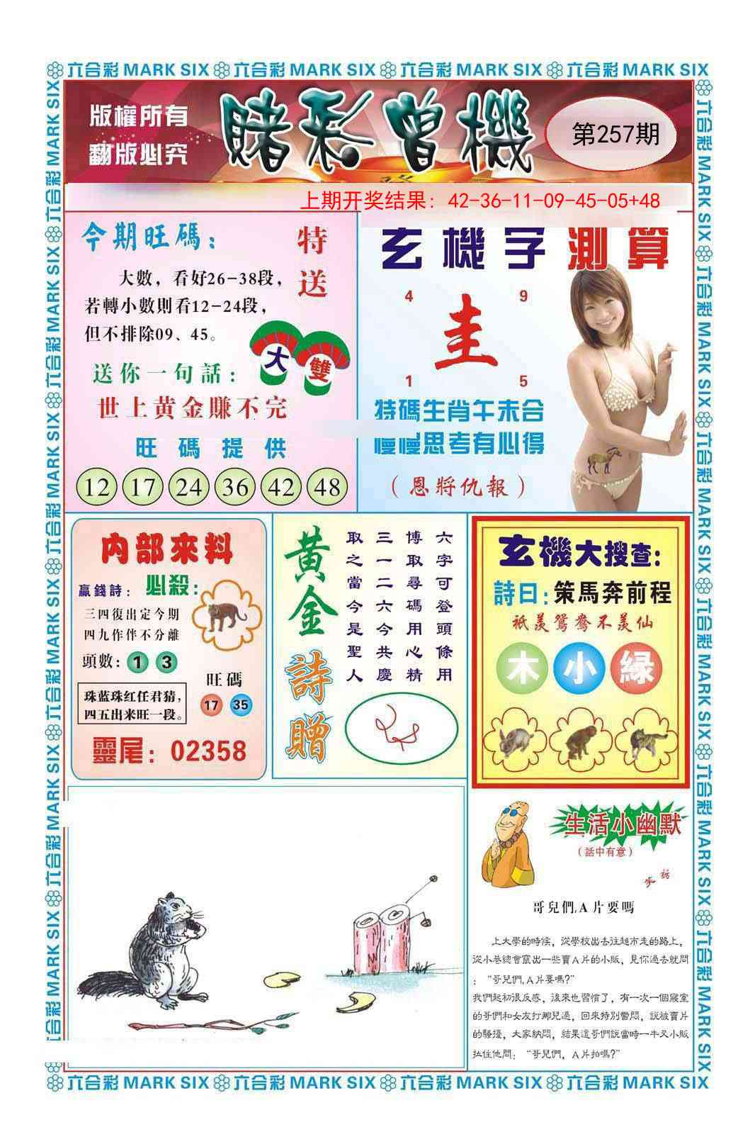 257期赌彩曾机[图]