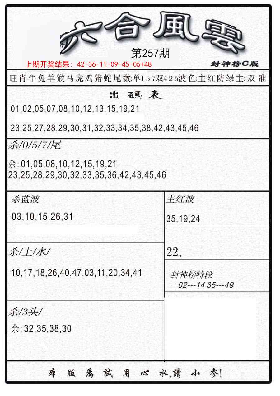 257期六合风云B[图]