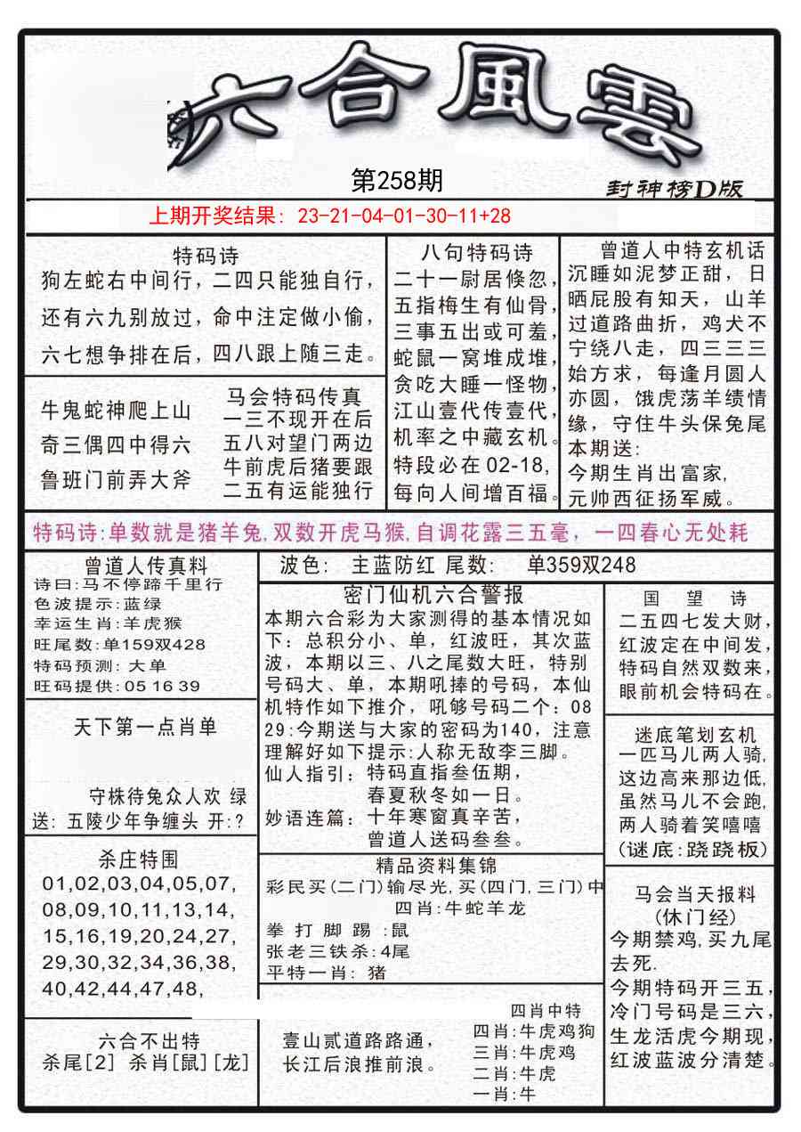 258期六合风云A[图]