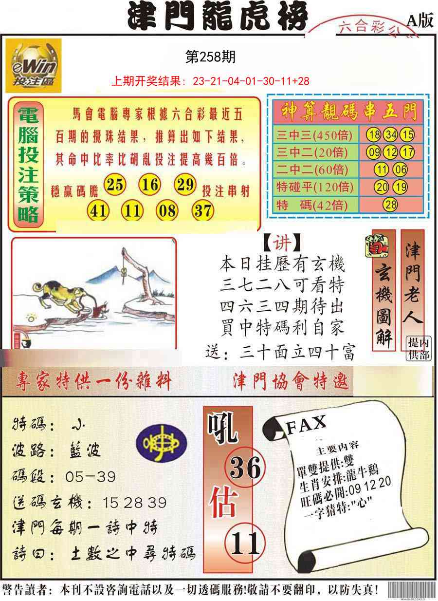 258期津门龙虎榜A[图]