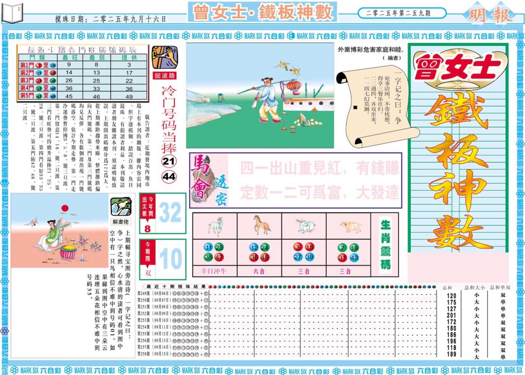 259期曾女士铁板神数A[图]