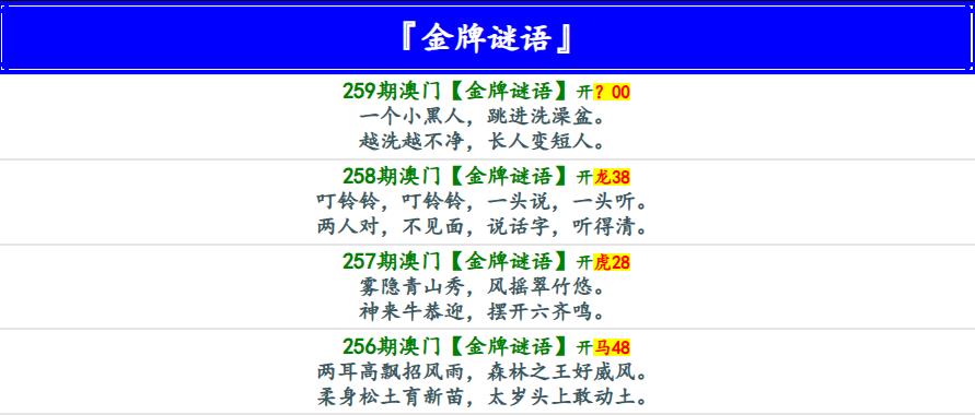 259期金牌谜语[图]
