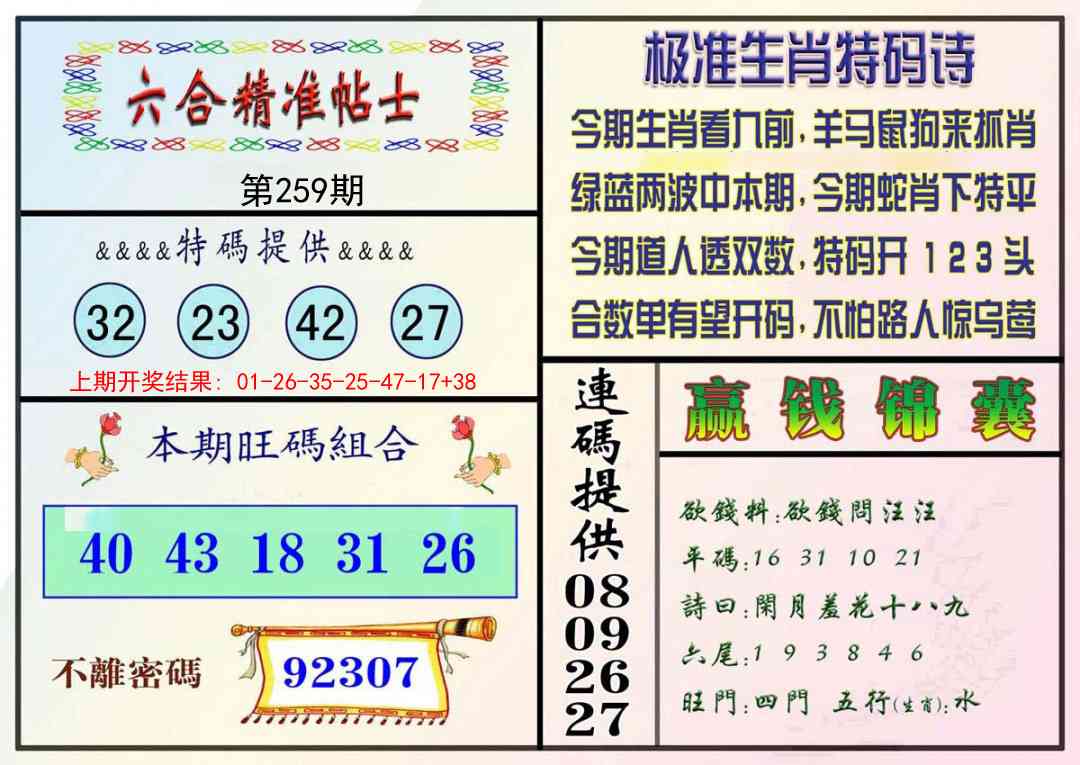 259期精准贴士[图]