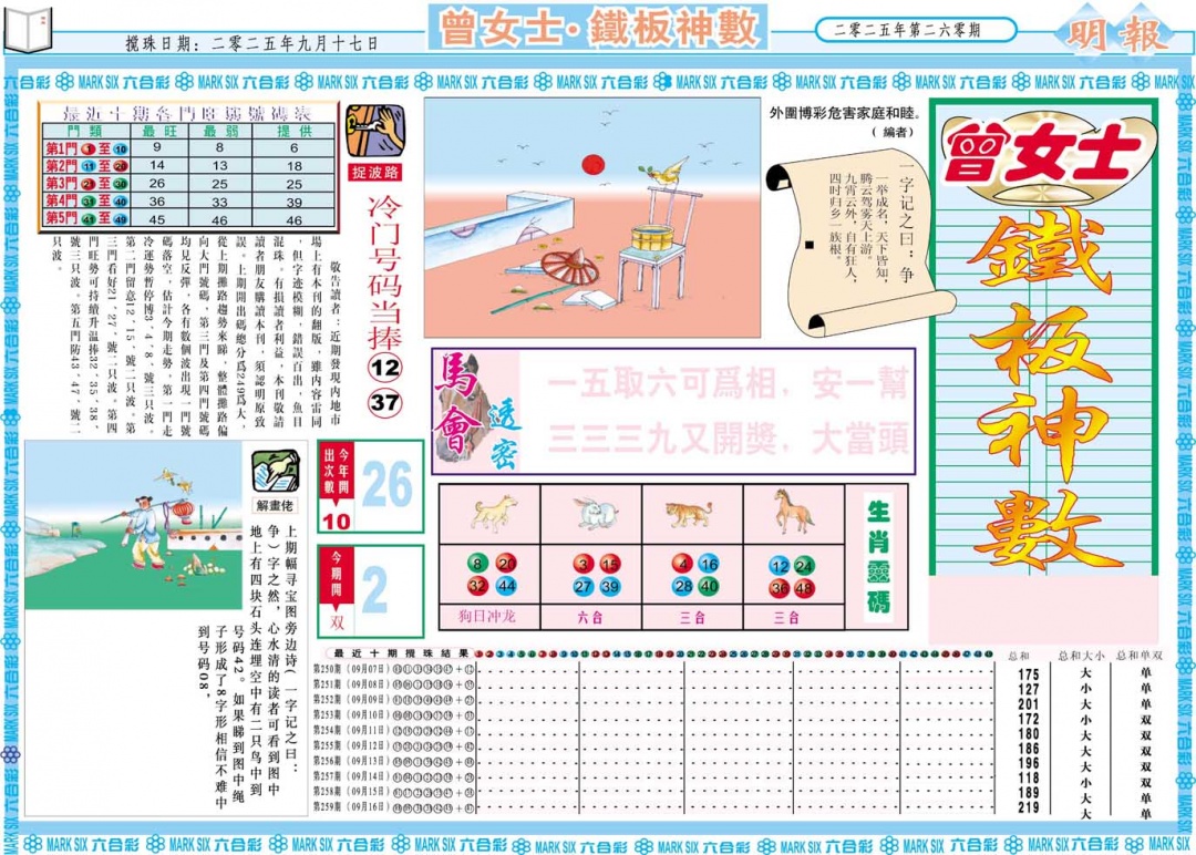 260期曾女士铁板神数A[图]