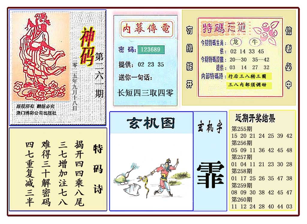 261期黄大仙神码[图]