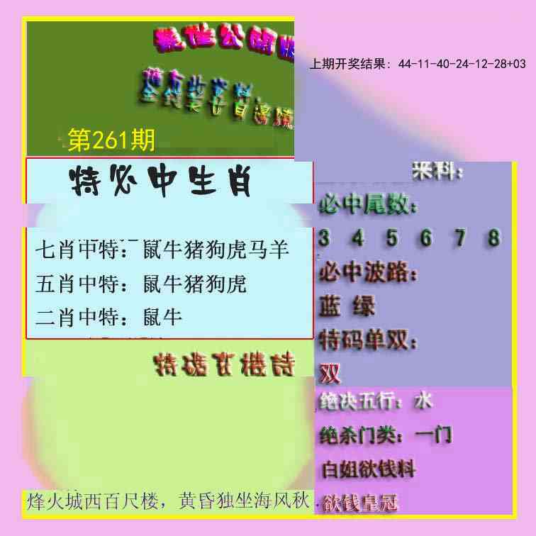 261期波肖门尾最佳公开版[图]