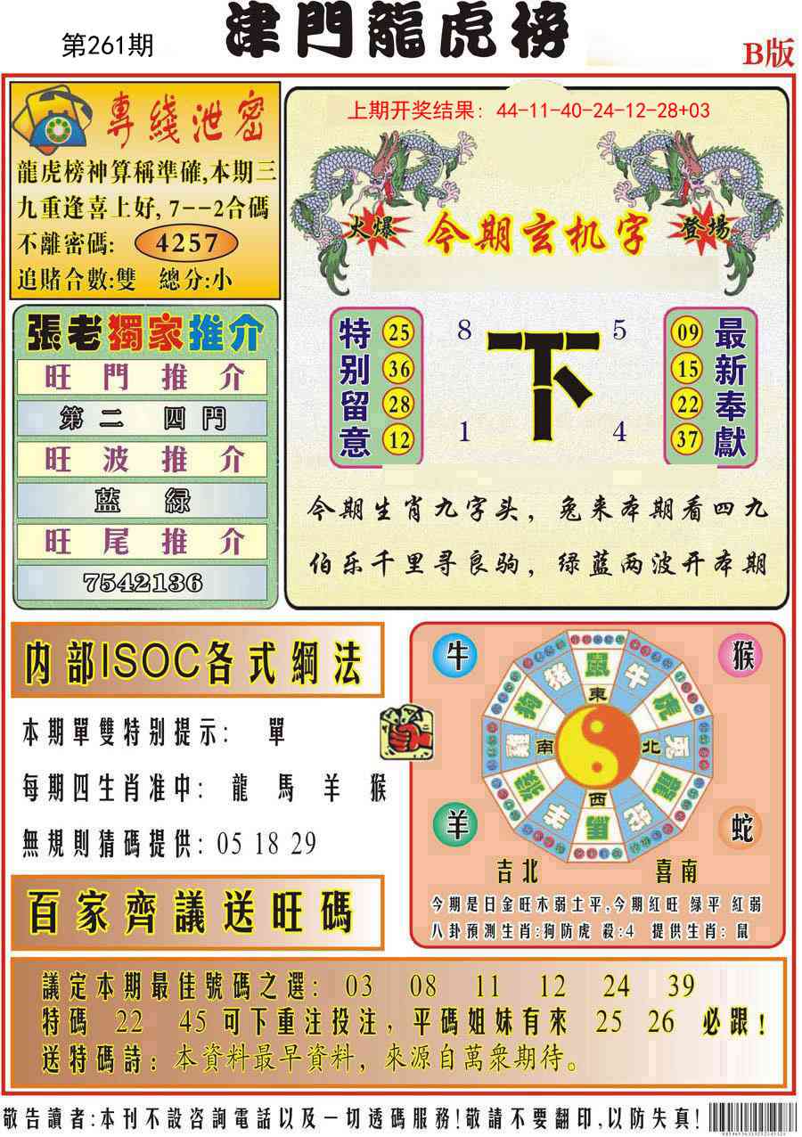 261期津门龙虎榜B[图]