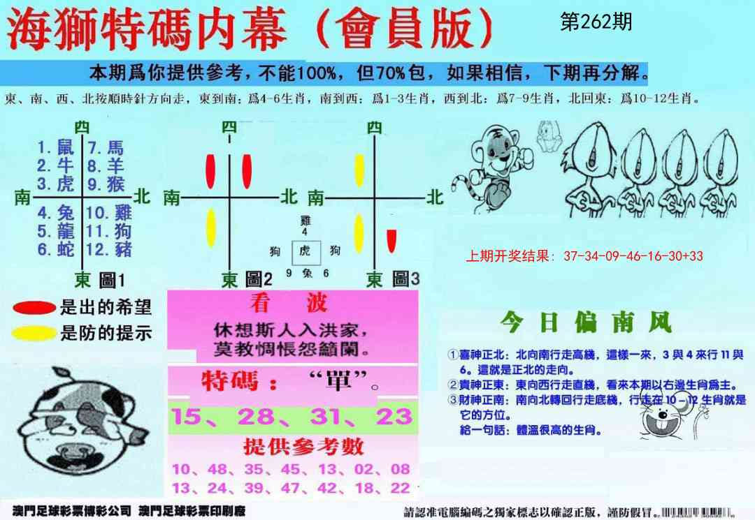 262期另版海狮特码内幕报[图]