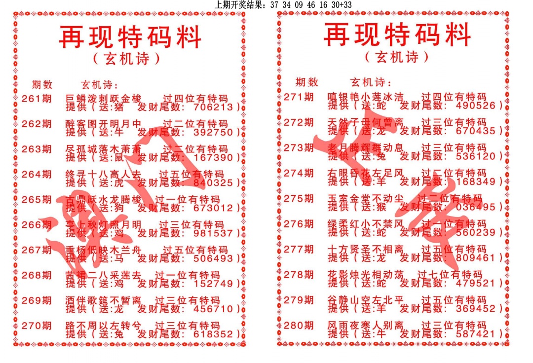 262期再现特码料[图]