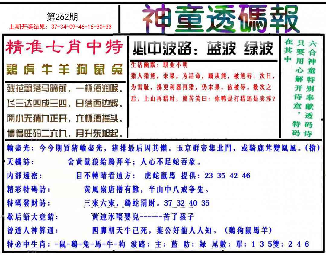 262期神童透码报[图]