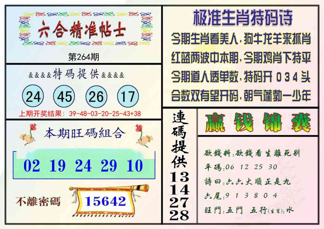 264期精准贴士[图]