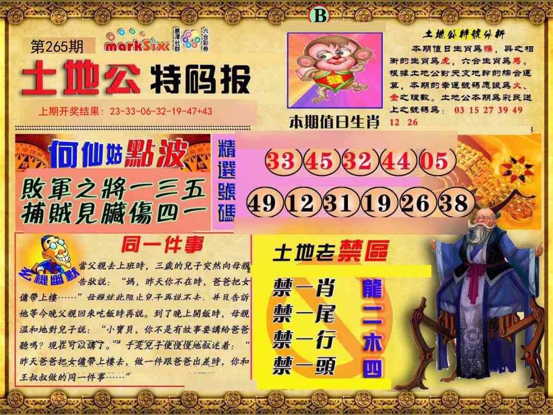 265期土地公特码报B[图]