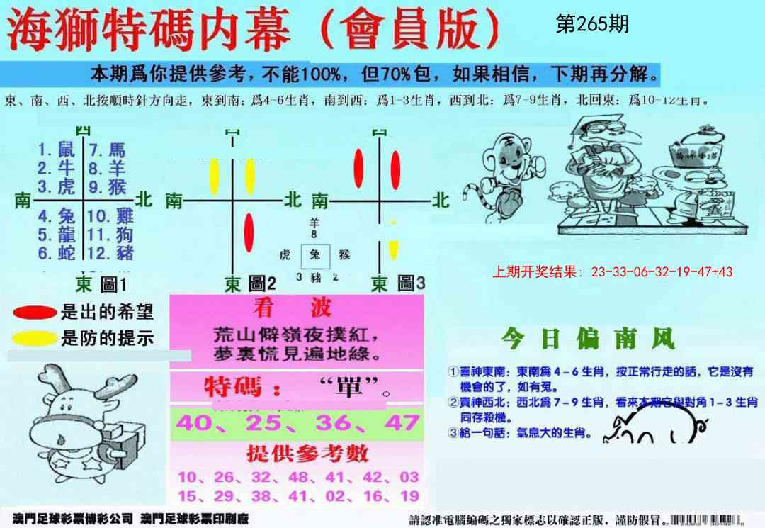 265期另版海狮特码内幕报[图]