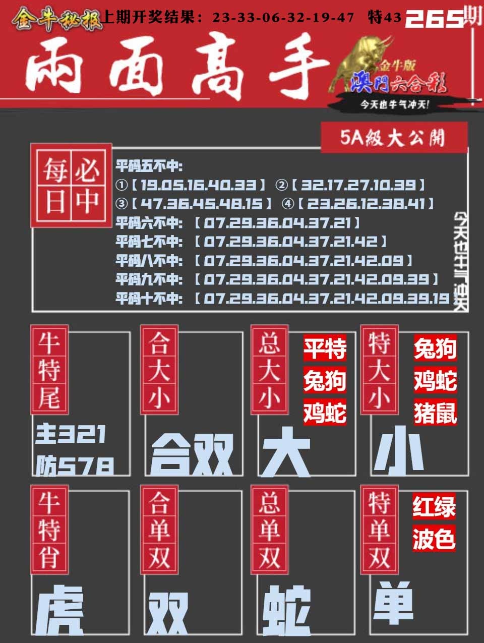 265期金牛两面高手[图]