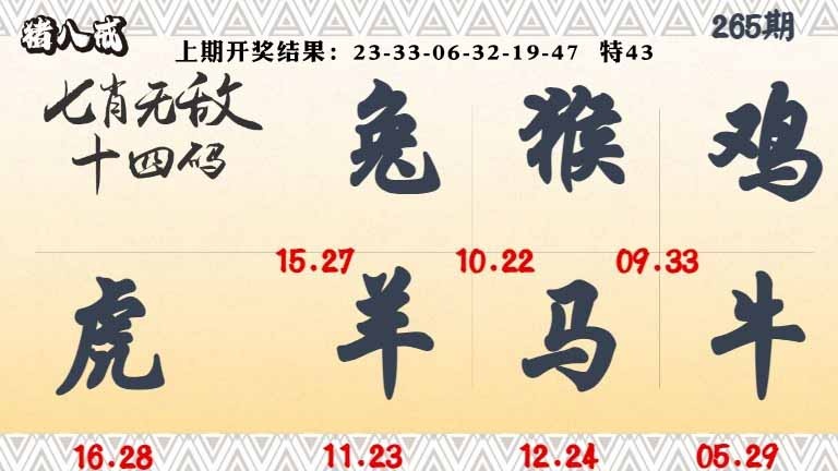 265期七肖无敌14码[图]