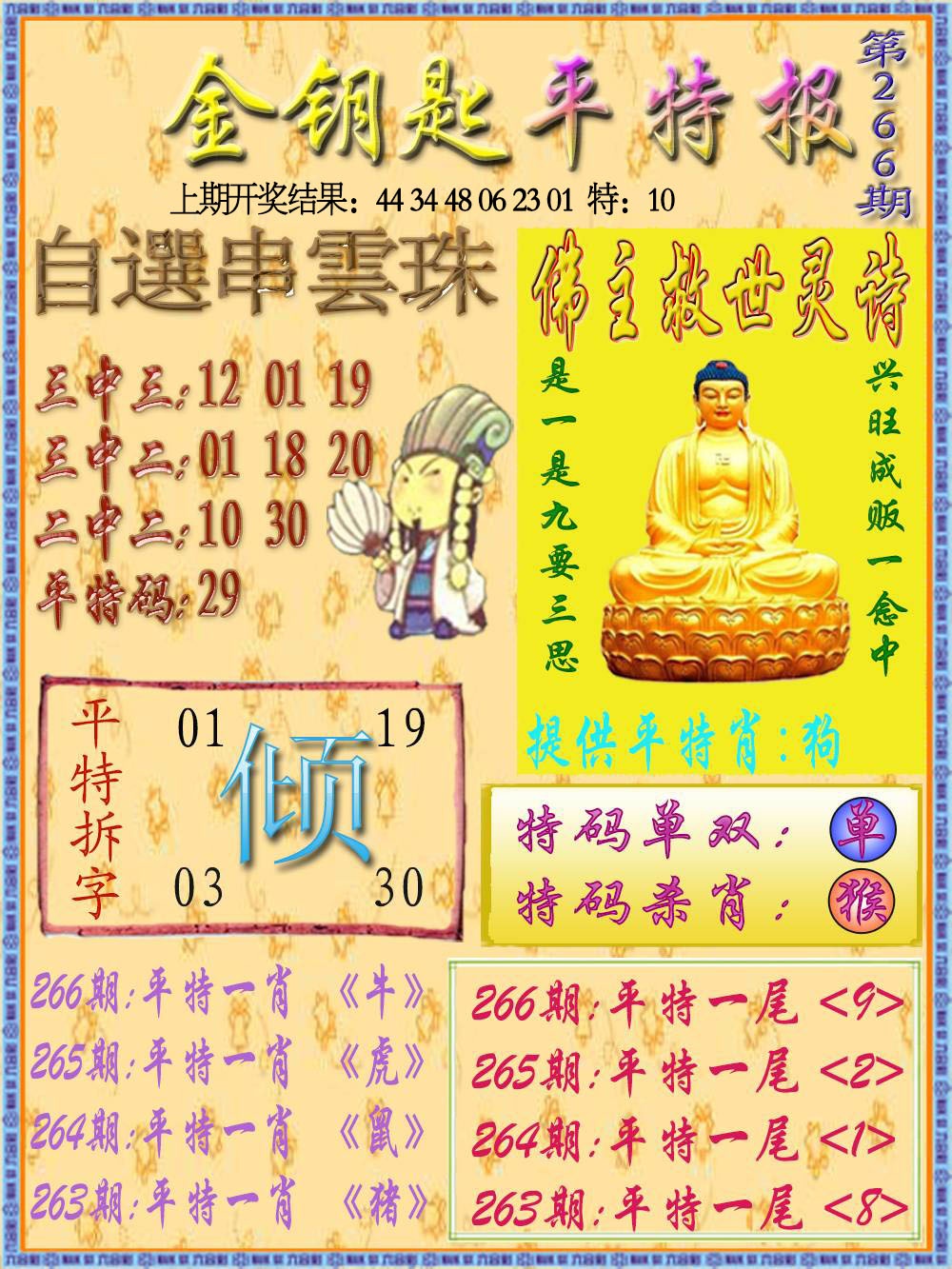 266期金钥匙平特报[图]
