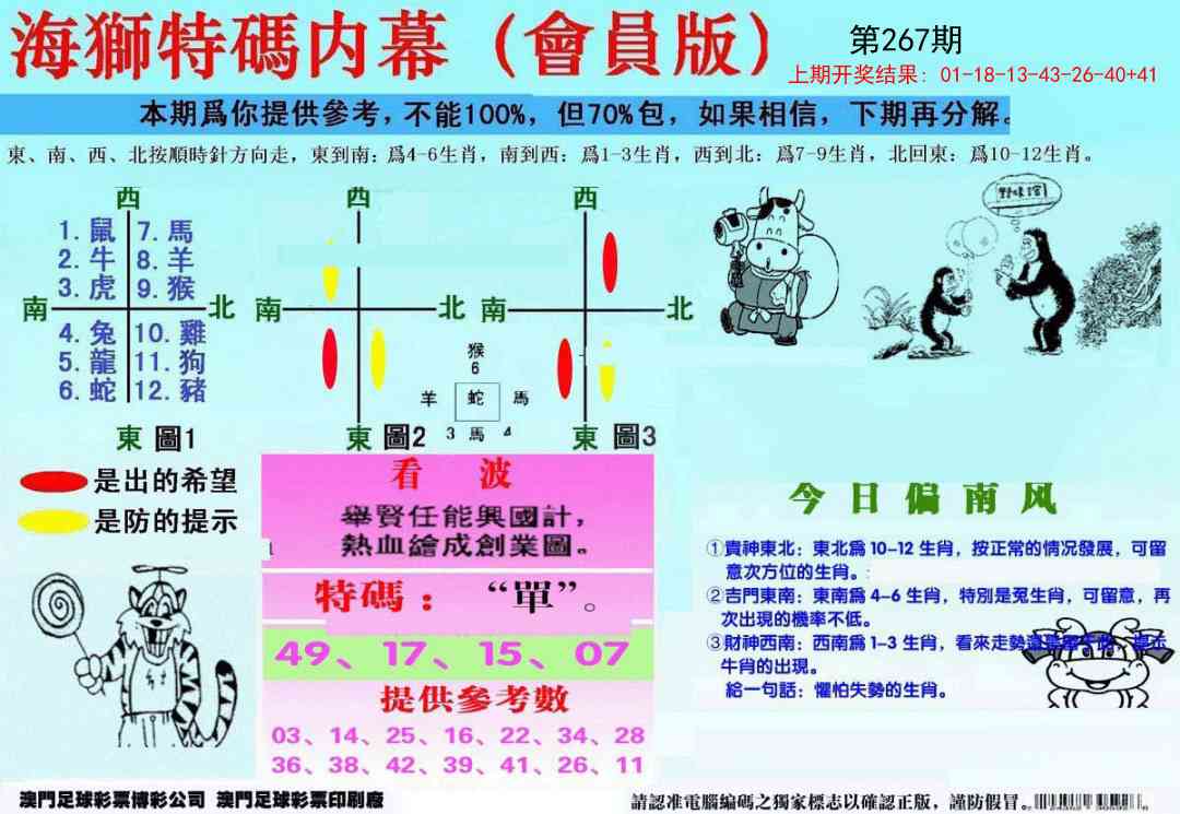 267期另版海狮特码内幕报[图]