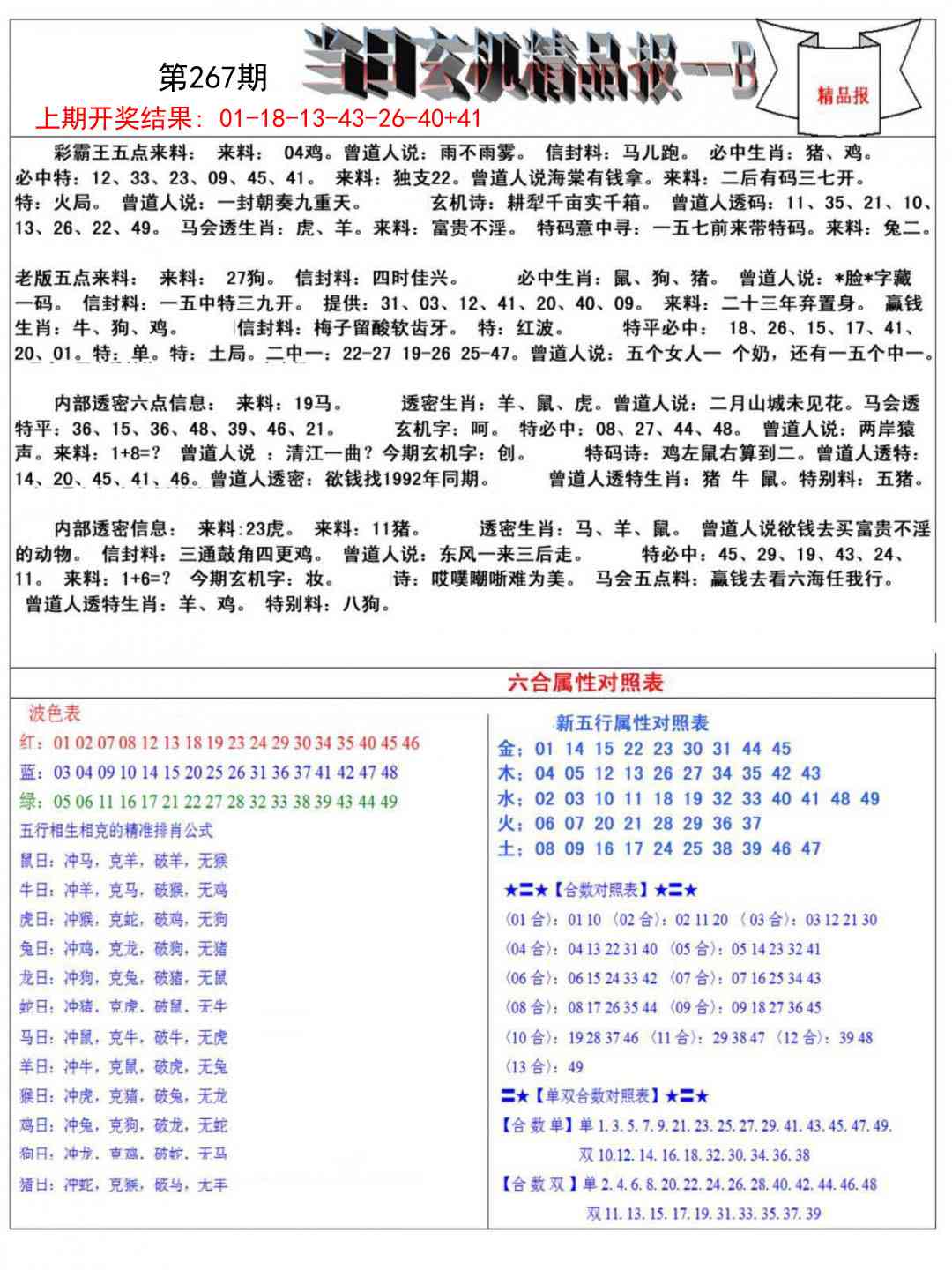 267期当日玄机精品报B[图]
