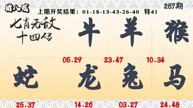 267期七肖无敌14码[图]