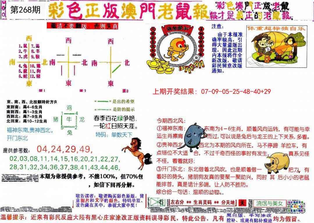 268期彩色正版澳门老鼠报[图]