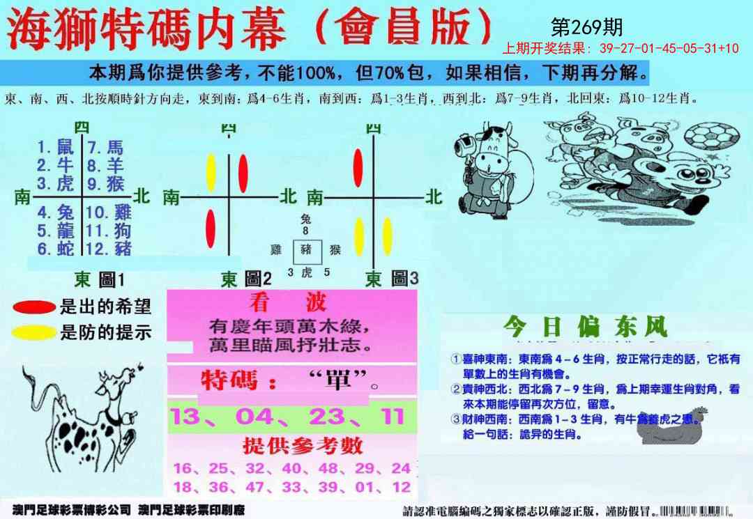 269期另版海狮特码内幕报[图]