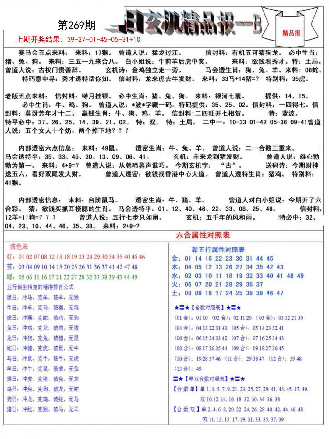 269期当日玄机精品报B[图]