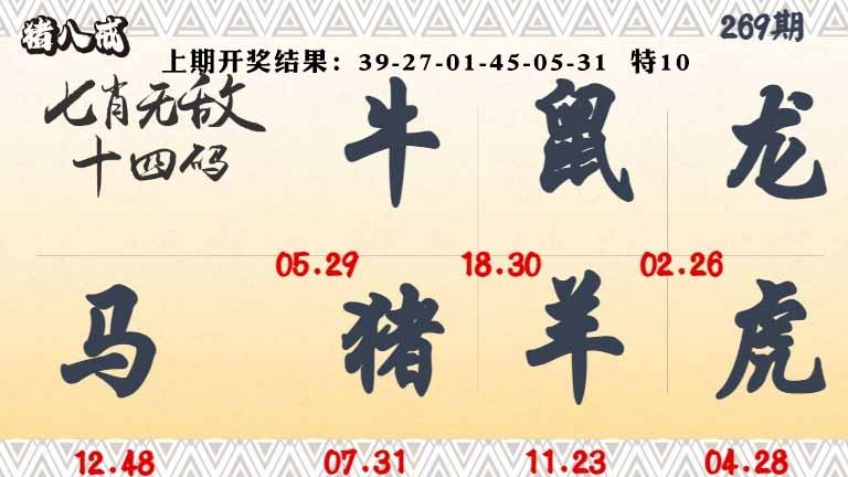269期七肖无敌14码[图]