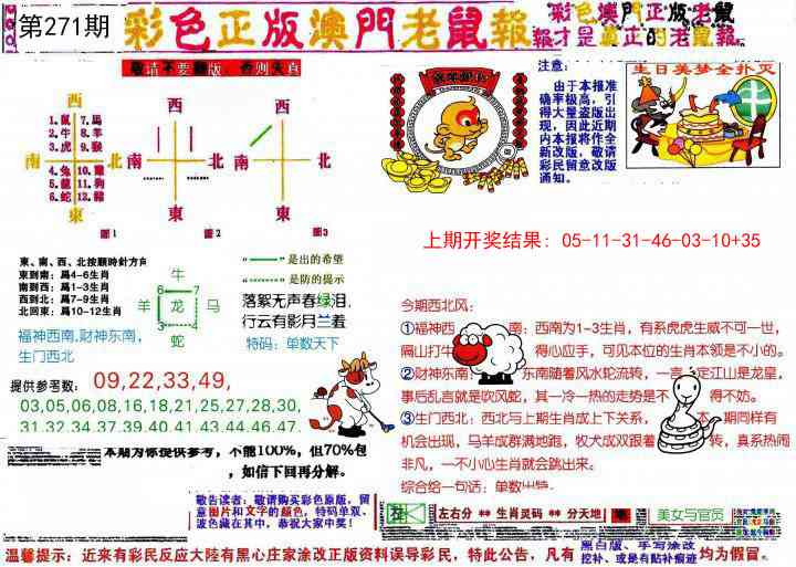 271期彩色正版澳门老鼠报[图]