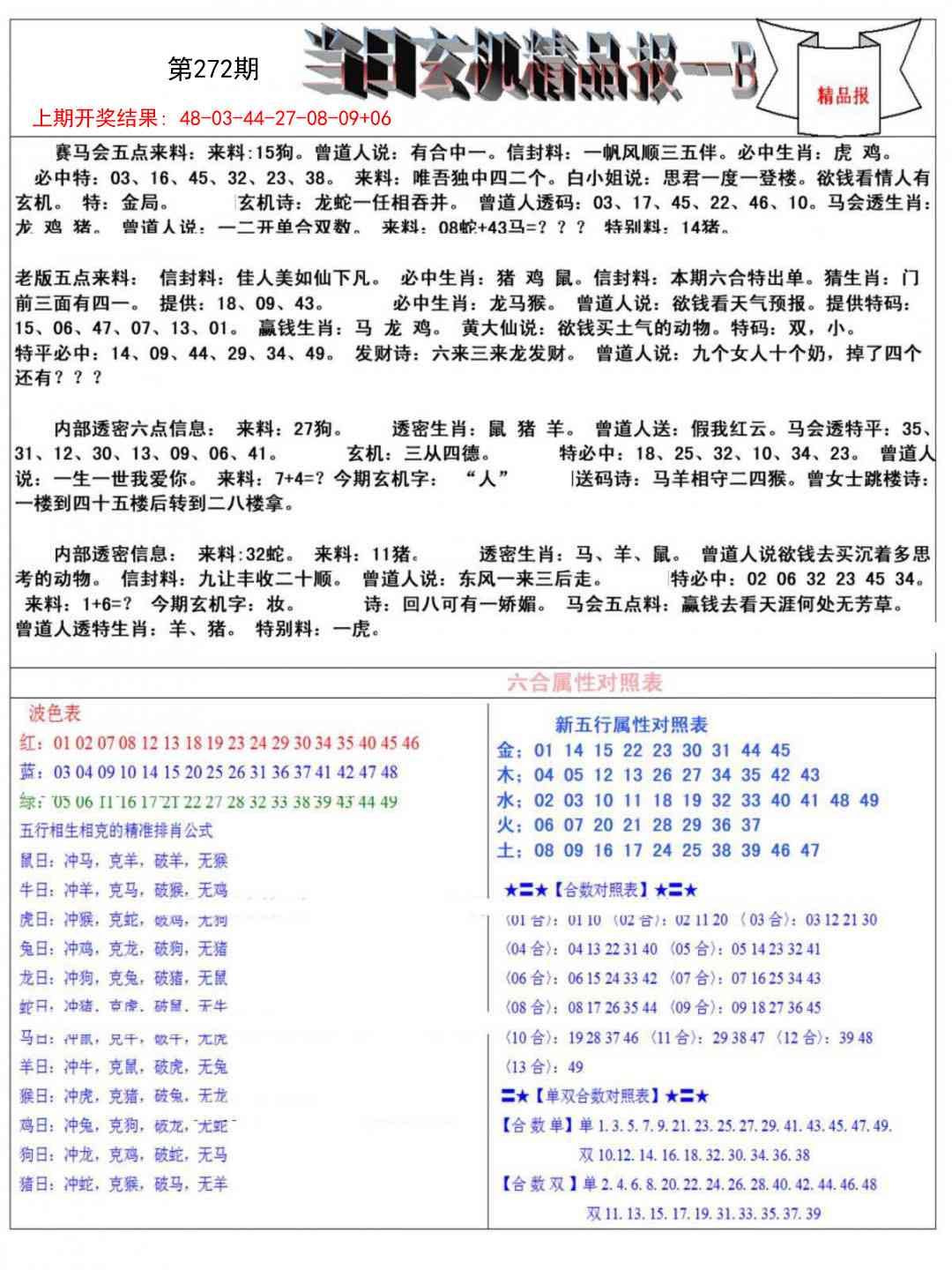 272期当日玄机精品报B[图]