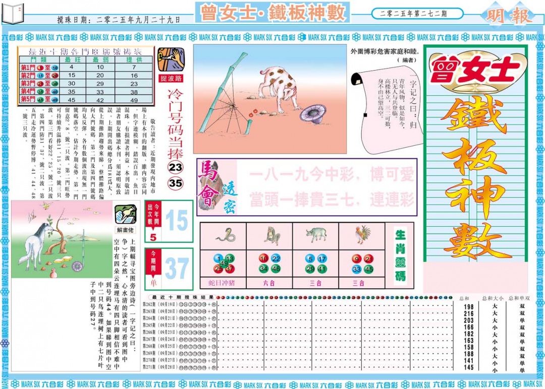 272期曾女士铁板神数A[图]