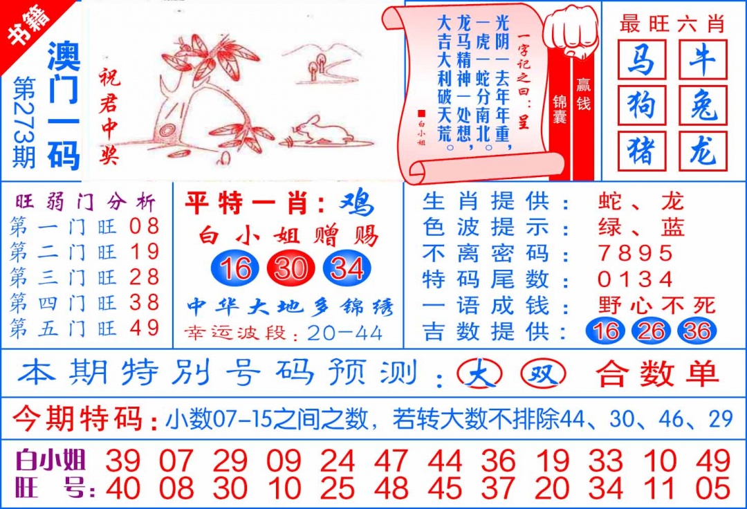 273期澳门飞龙宝典[图]