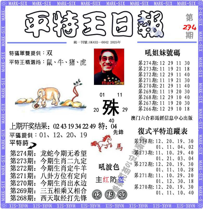 274期平特王日报[图]