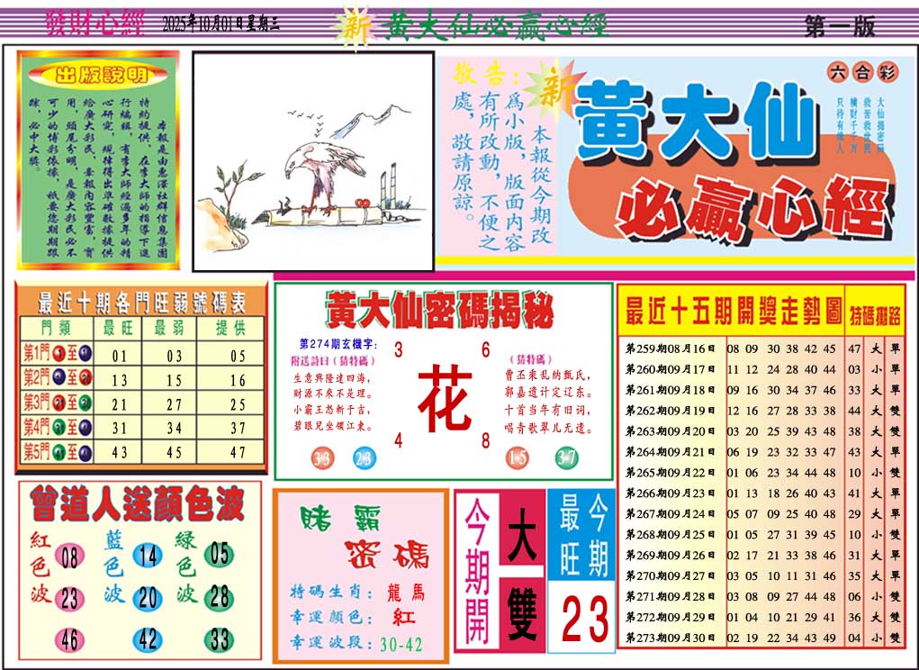 274期黄大仙必赢心经A[图]