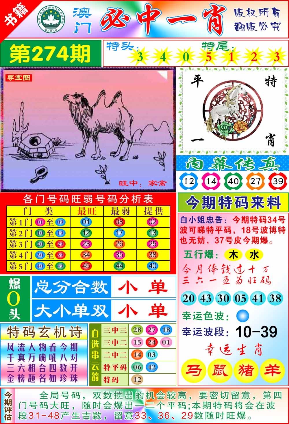 274期澳门玄机一特[图]