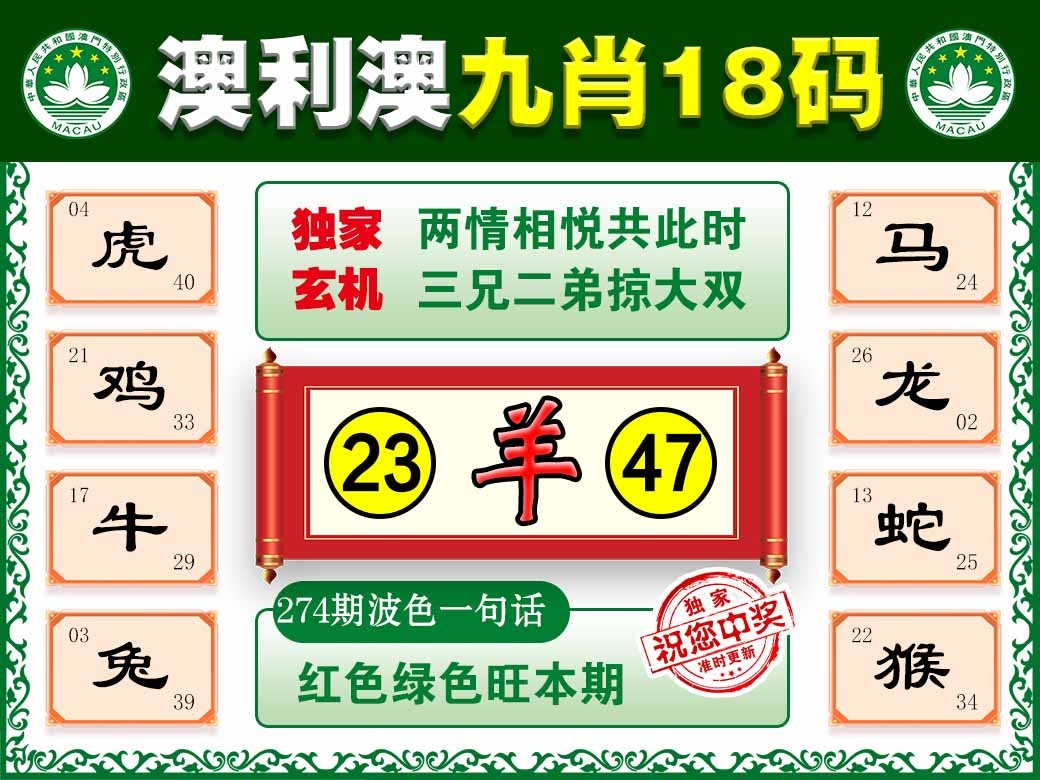 274期澳利澳九肖[图]