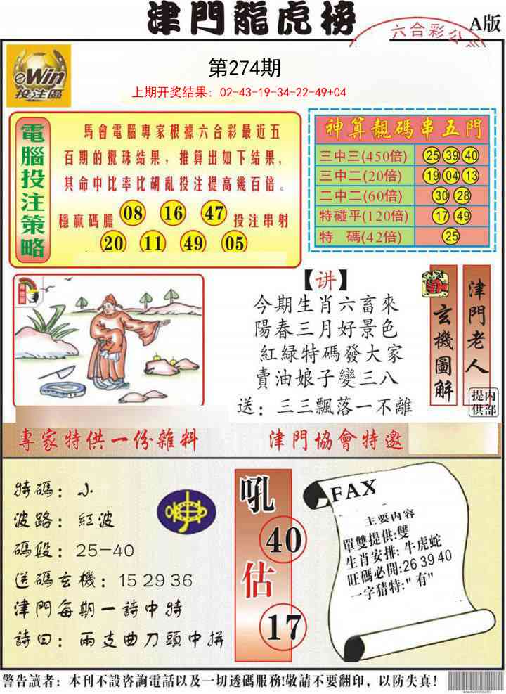 274期津门龙虎榜A[图]