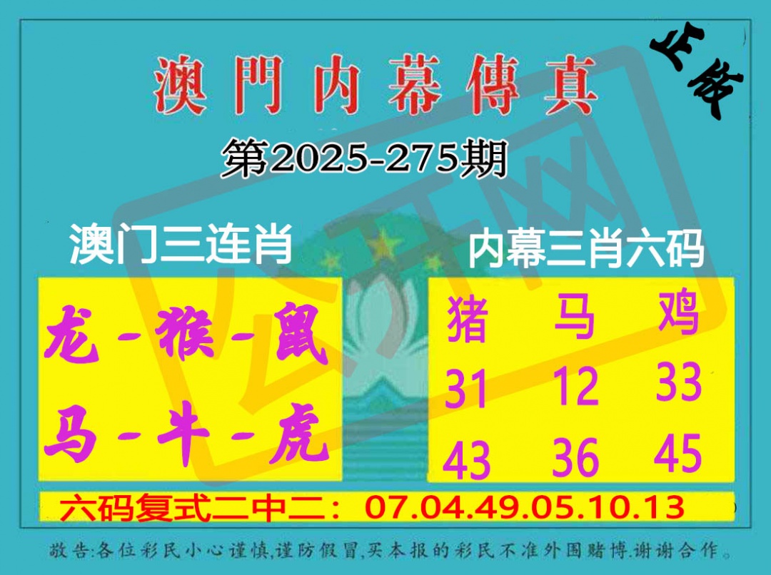 275期内幕传真三肖版[图]